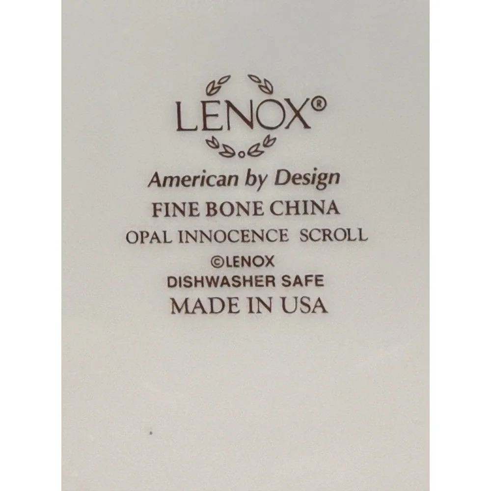 2 Lenox Opal Innocence Scroll Bread & Butter Plates